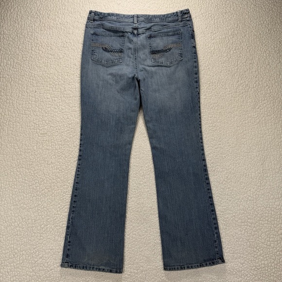 Boho Western Flare Jeans Women's 14 (34x31) Y2K Festival Cowgirl Rodeo Glam - Picture 3 of 12